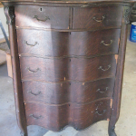 Refinishing antique tiger oak serpentine drawer front chest